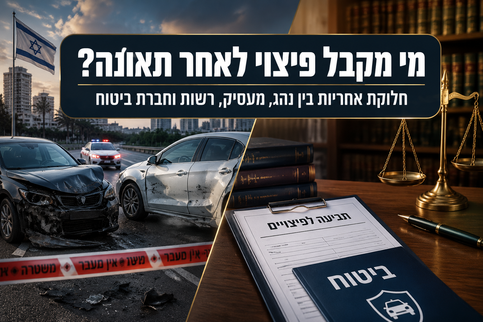 מי מקבל פיצוי לאחר תאונה, חלוקת אחריות בין נהג, מעסיק, רשות וחברת ביטוח