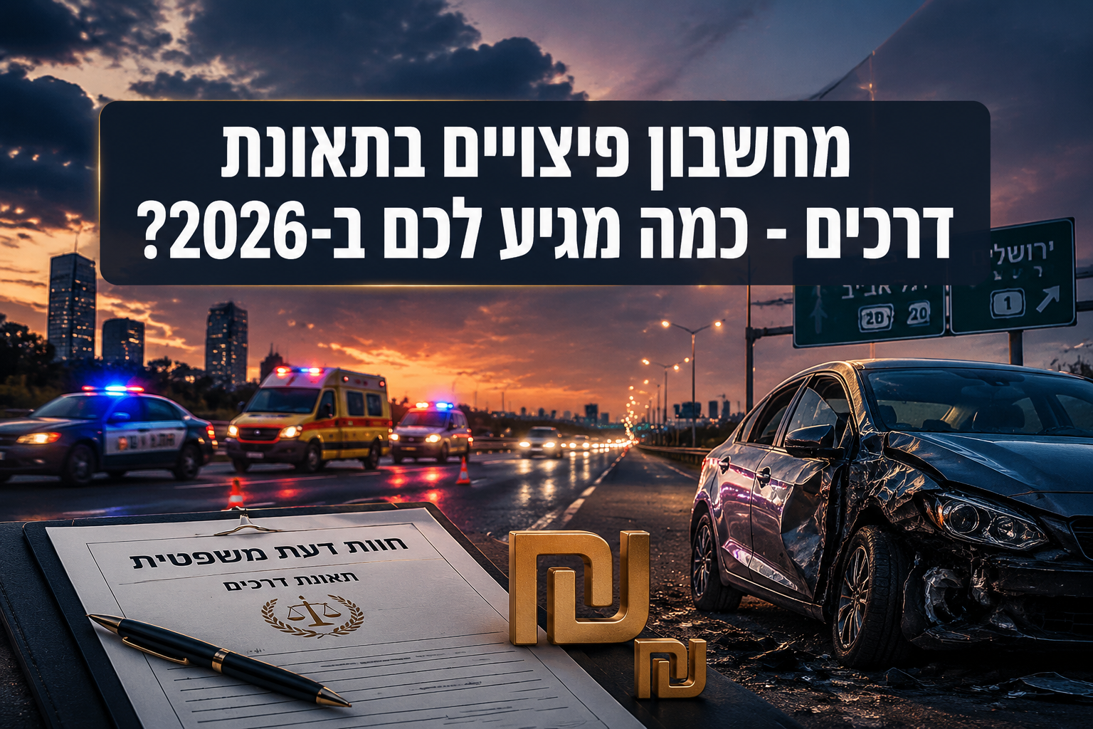 מחשבון פיצויים בתאונת דרכים - כמה מגיע לכם ב-2026