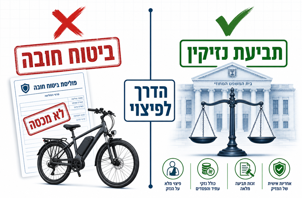 השוואה בין תביעת ביטוח חובה לתביעת נזיקין באופניים חשמליים