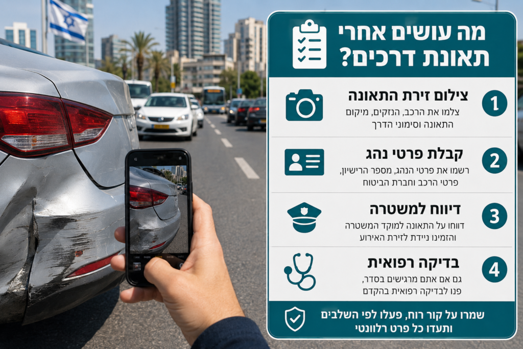 נקודות מפתח אחרי תאונת דרכים