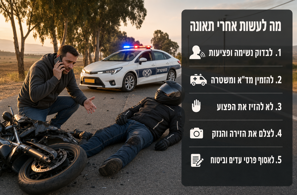 צעדים שיש לבצע אחרי תאונת אופנוע בצפון