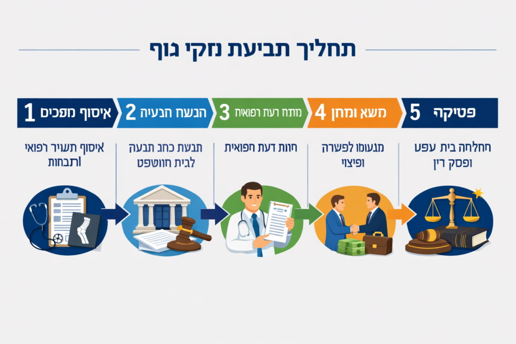 מה השלבים העיקריים בתביעת נזקי גוף