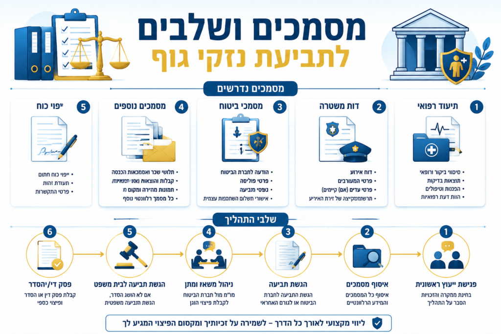 מסמכים לפגישה ראשונה עם עורך דין נזקי גוף